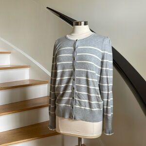 Gray Striped Cardigan